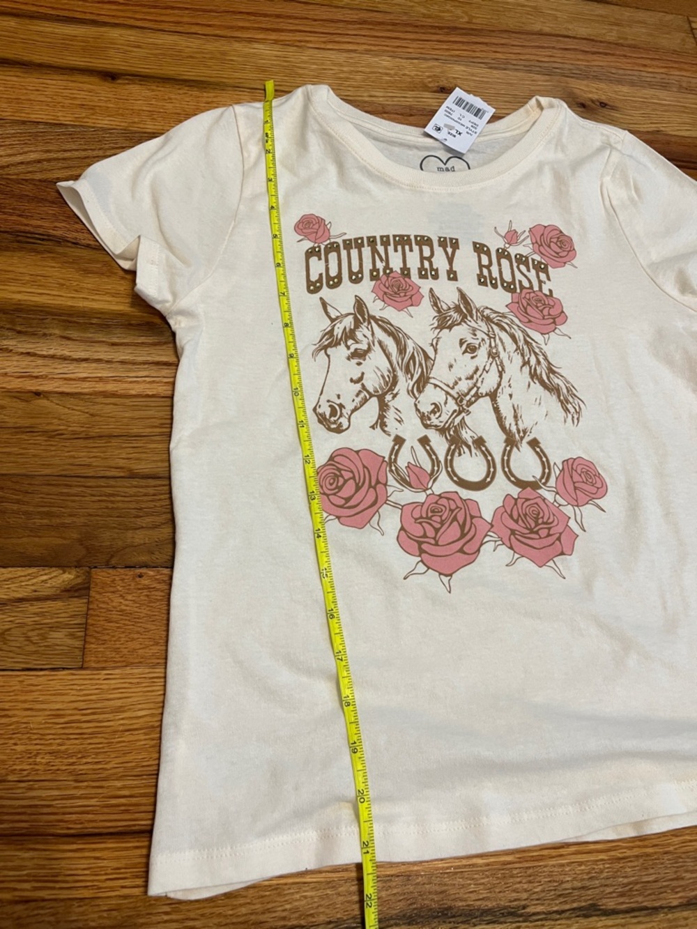 🌻 NWT Girls "Country Rose" Graphic Tee - Western Cowgirl Horse T-Shirt Size 14 - Picture 6 of 6